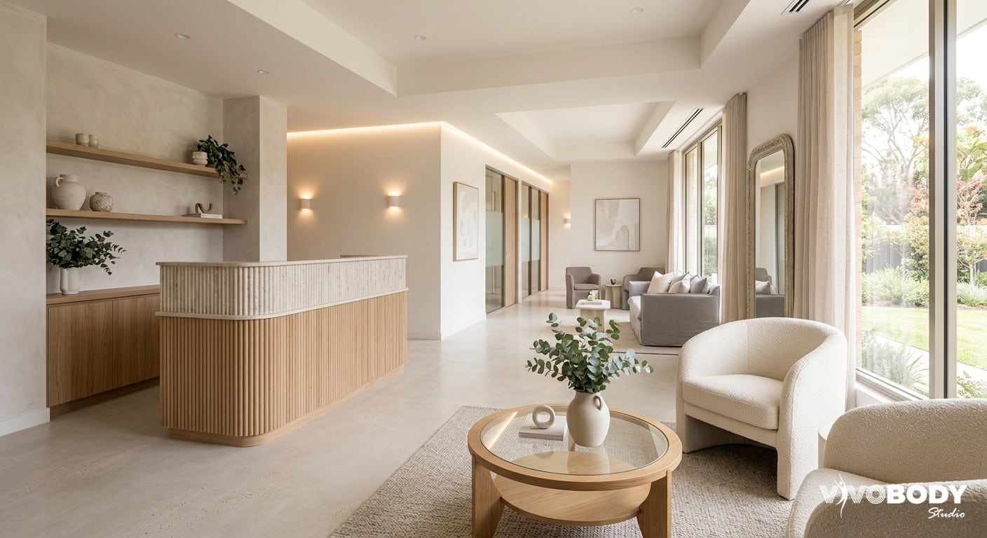Bright modern aesthetic clinic interior conveying a calm and professional environment